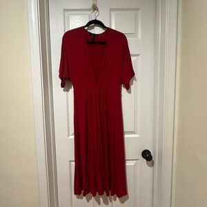 Forever 21 Red Flutter Sleeve Midi Sundress